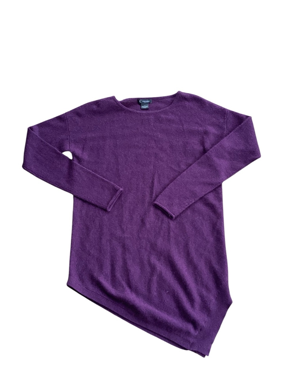 C by Bloomingdale's 100% 2 Ply Cashmere  Purple Sweater Asymmetrical Womens S